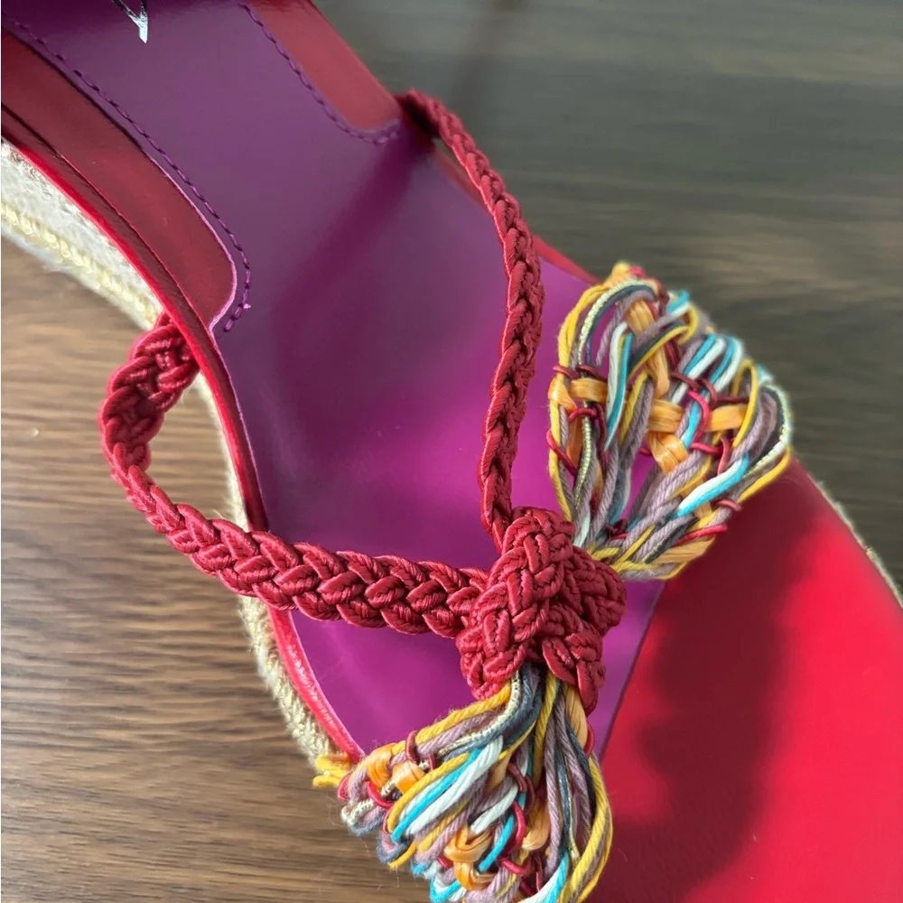 Via Spiga Multicolor Red Espadrilles with Ankle Tie size 9‎ NWOT
